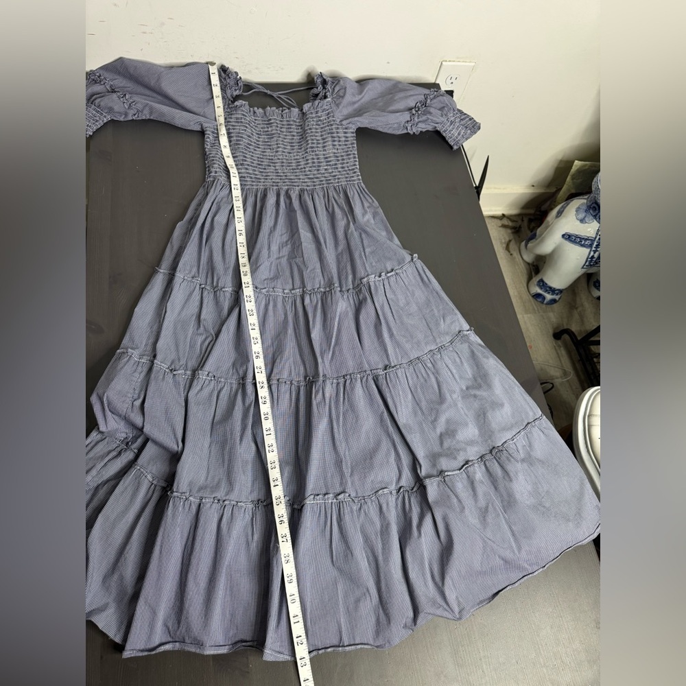 Hill House Blue Smocked Square-Neck Midi Dress - Picture 6 of 6